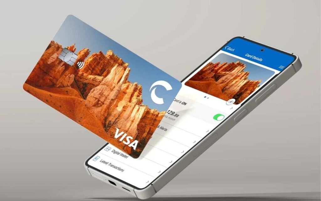 تصویر ویزا کارت و تلفن همراه نمادی از چالش های و نکات امنیتی ویزا کارت های مجازی